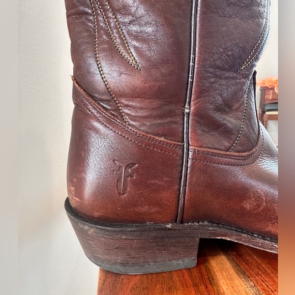 Vintage Frye Billy Pull On Western Boots Roper 87689 Leather Brown Mens Size 10D - Picture 8 of 10